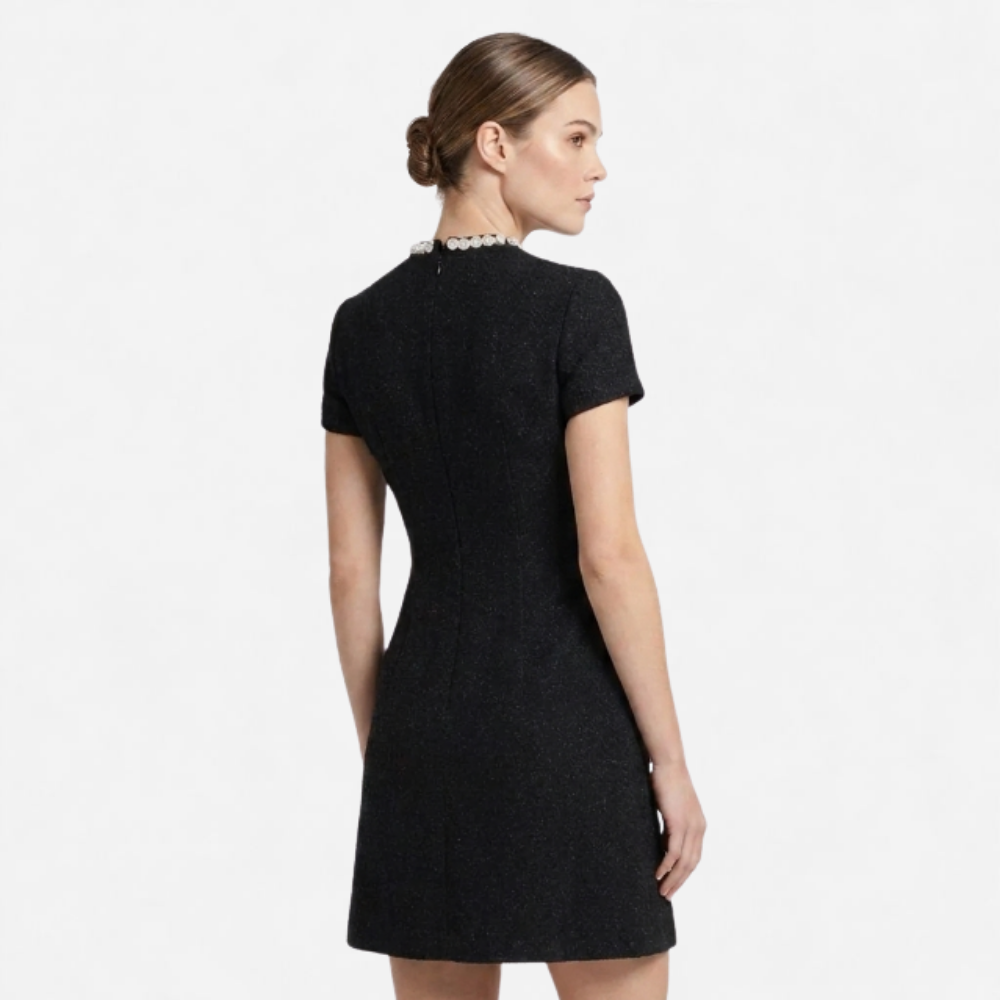 OLDMONEYLOOK | Women’s Refined Pearl Trim Mini Dress