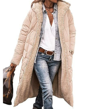 Frida | Cozy Long Padded Coat with Teddy Lining and Hood
