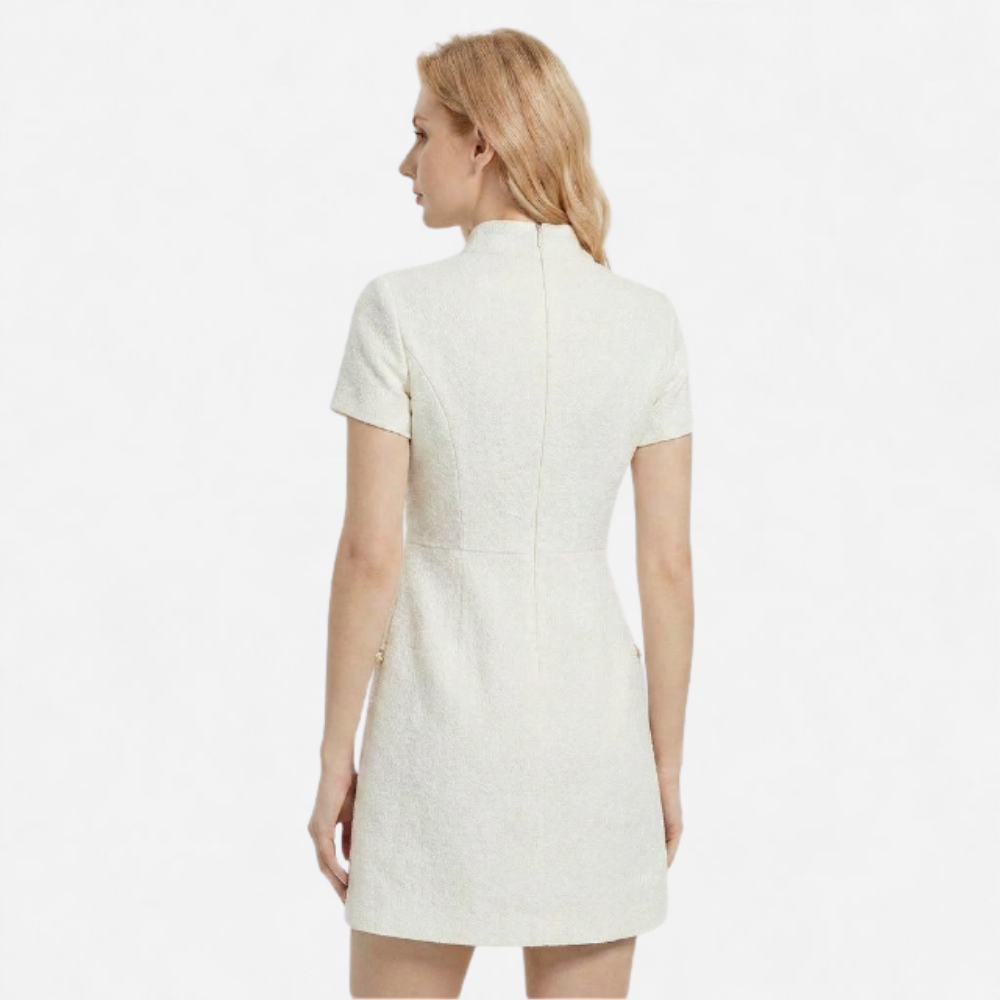 OLDMONEYLOOK | Women’s Refined Pearl Trim Mini Dress