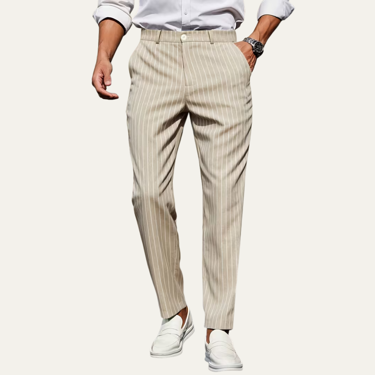 The Coolangatta Men’s Vertical Stripe Tailored Smart Dress Trousers