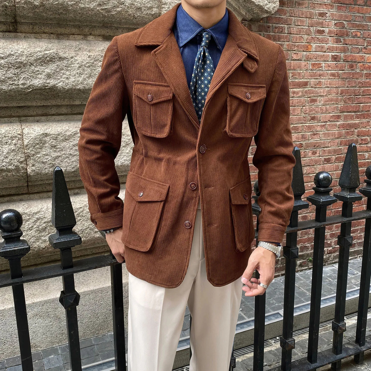 The Paddington Men’s Casual Button-Up Linen Overshirt Jacket