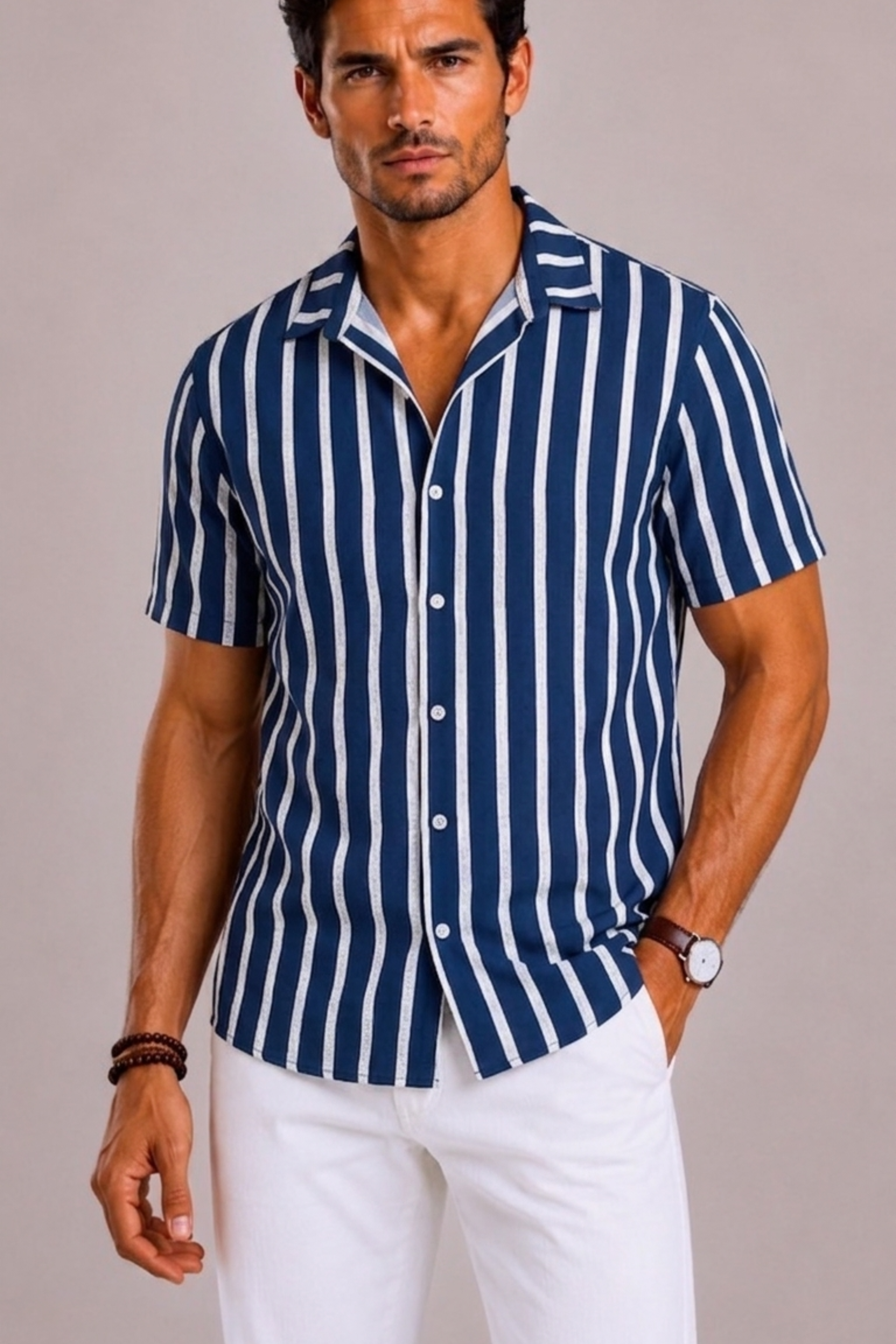 Men's Striped Short-Sleeve Shirt