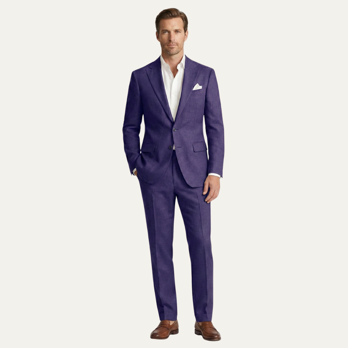 The Basel Men’s Luxury Linen Suit Set – Blazer & Trousers