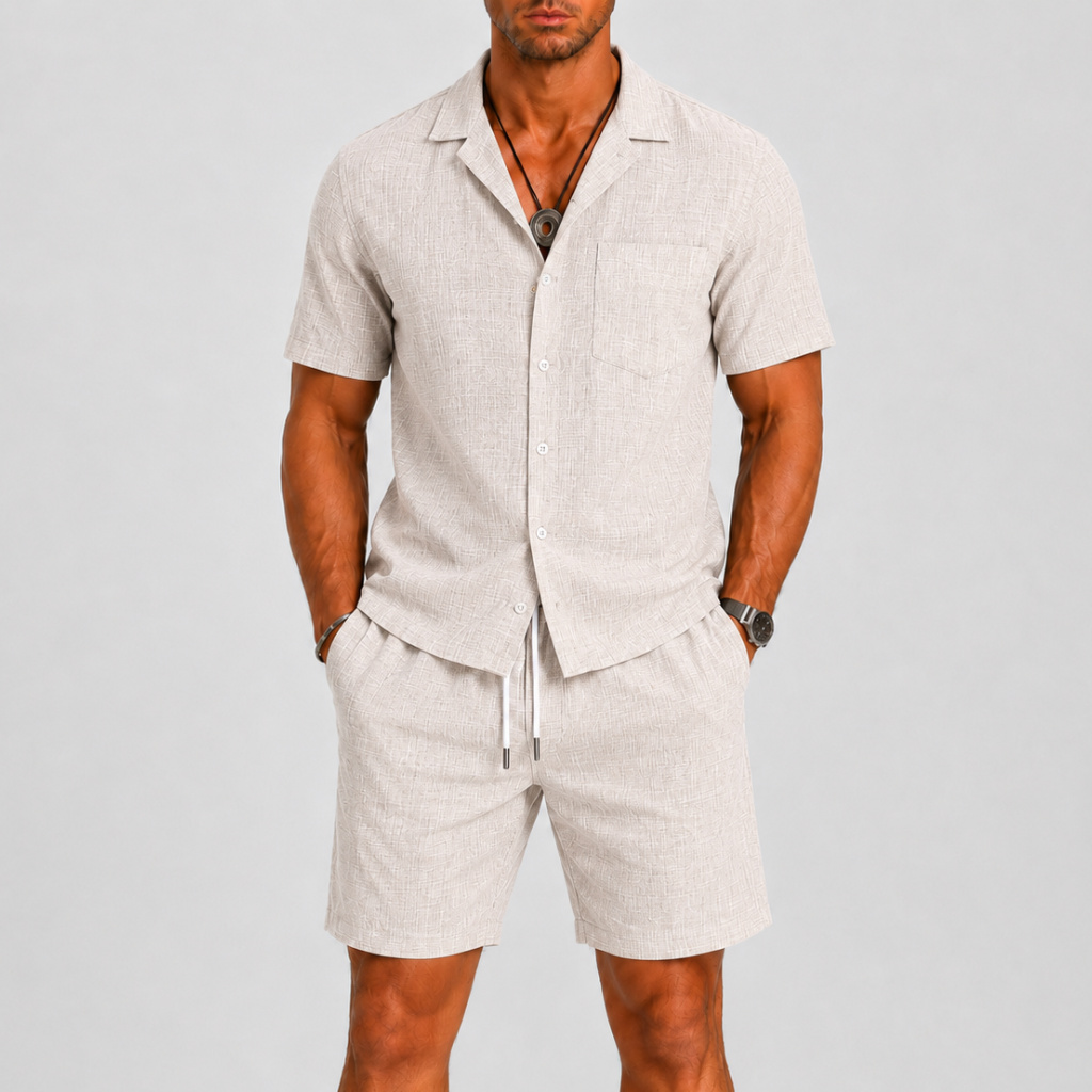 Men's Summer Set with Short Sleeves and Casual Shorts