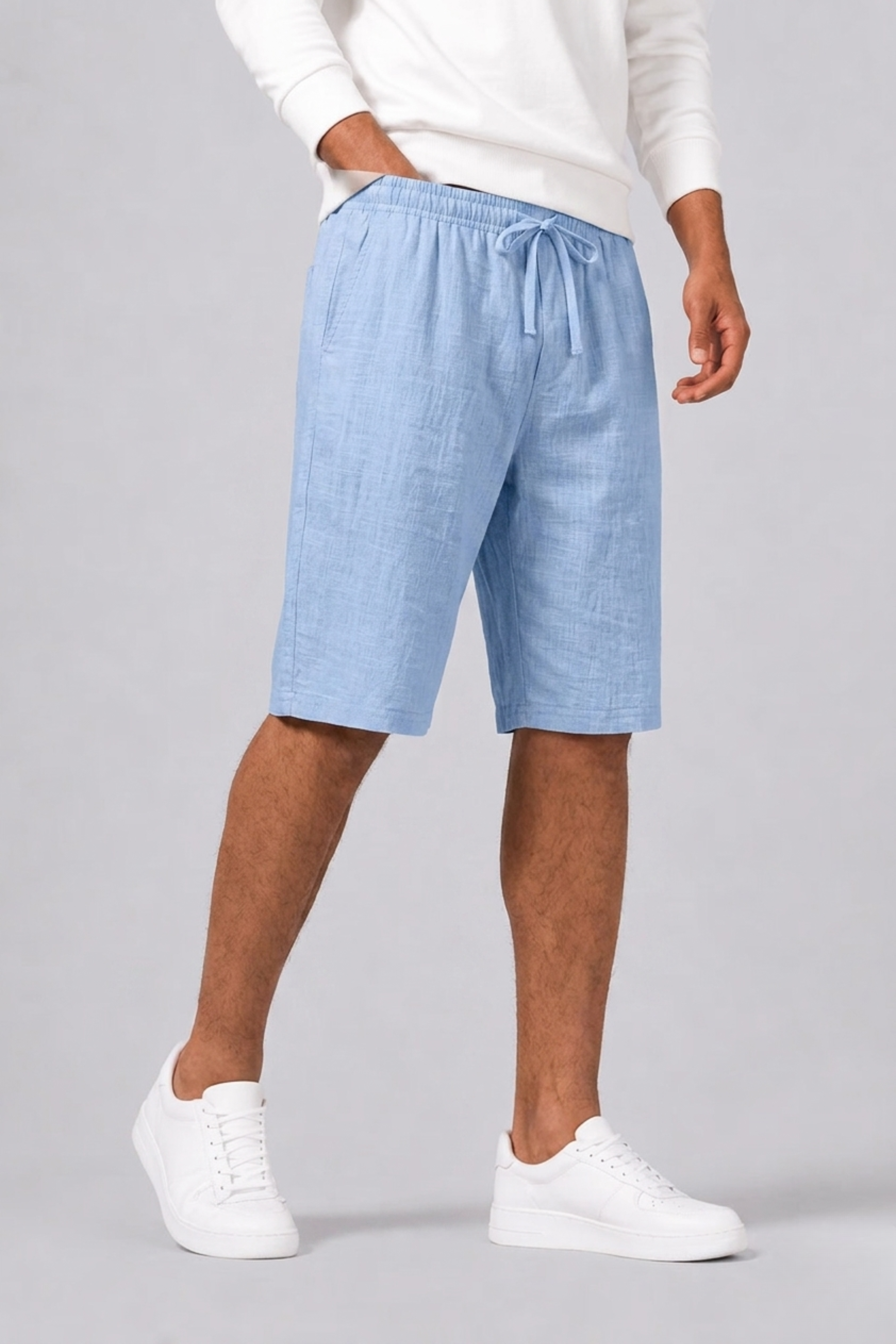 Men's Beach Shorts with Drawstring and Elastic Waist