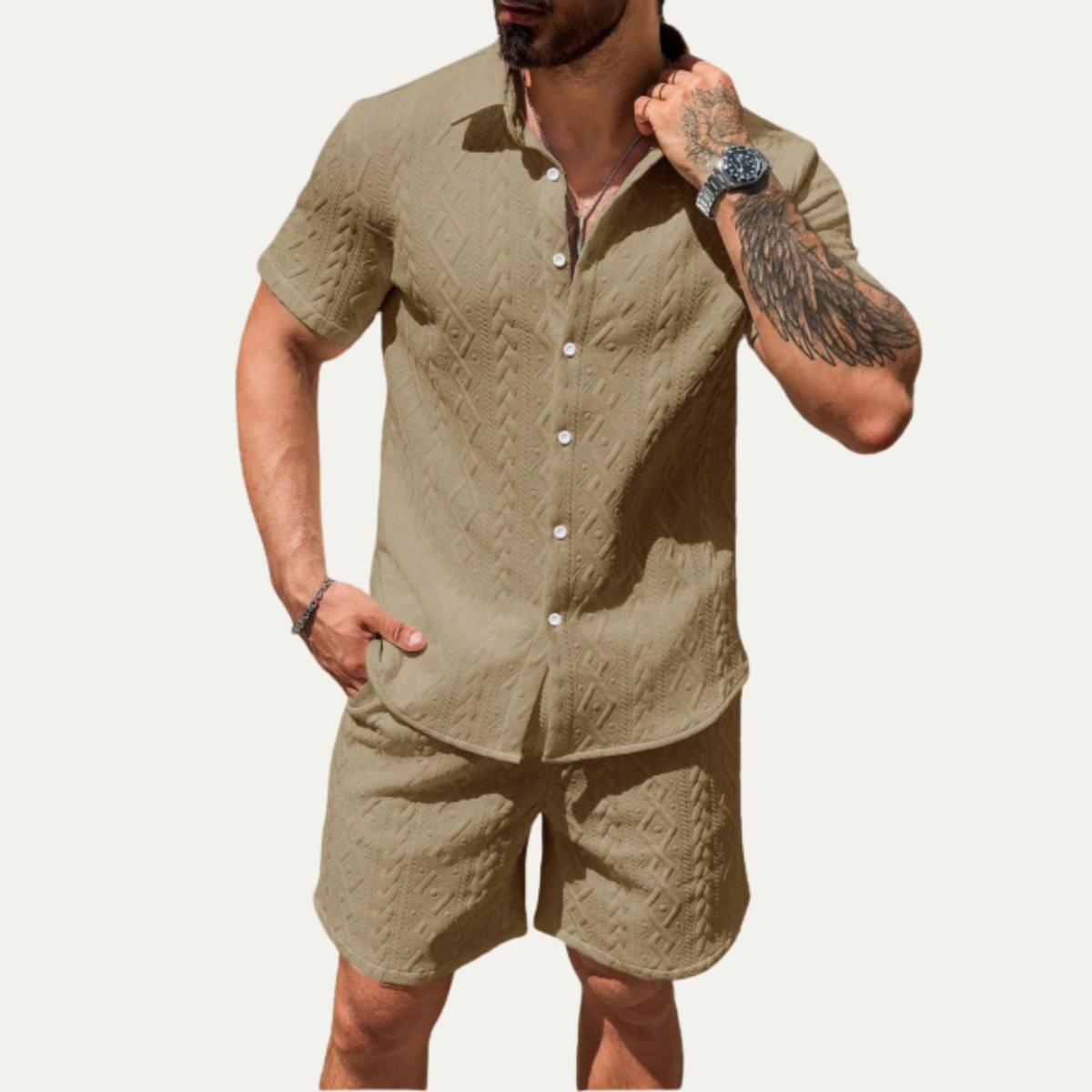 The Willowgate Ridge Men’s Knitted Summer Co-Ord Set Shirt & Shorts