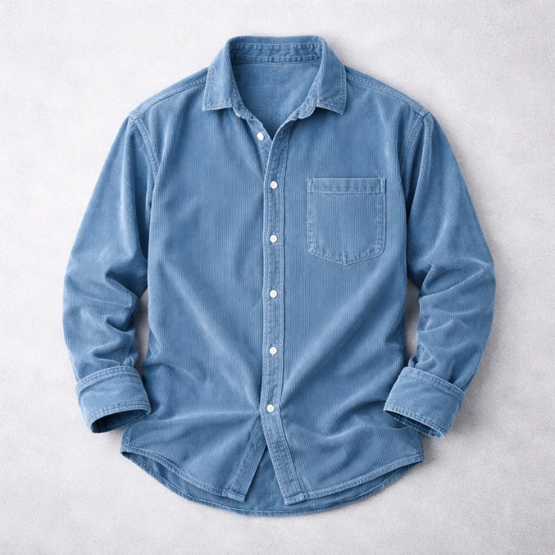 Ribbed Shirt with Chest Pocket for Men