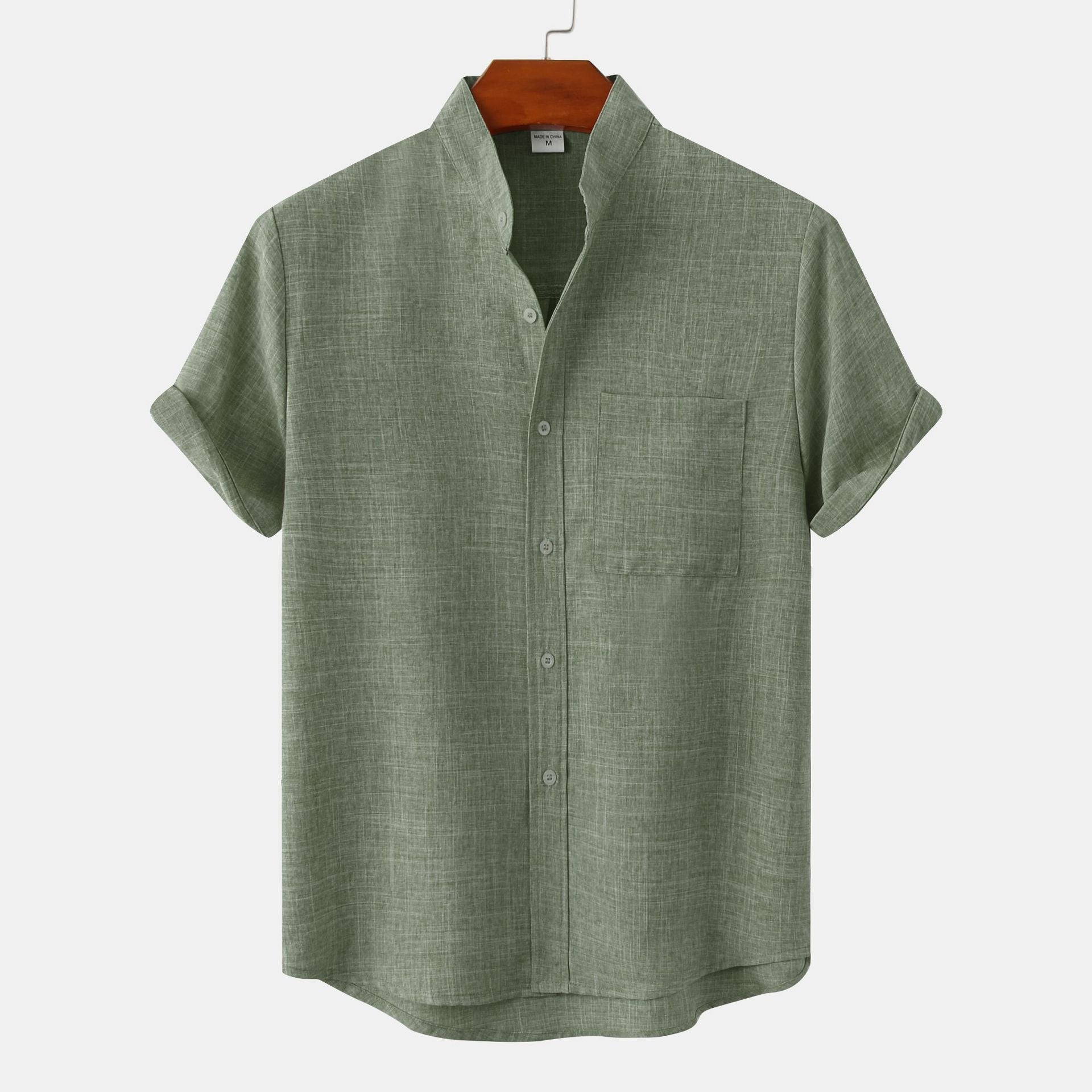 Solid Colour Cotton Button-Up