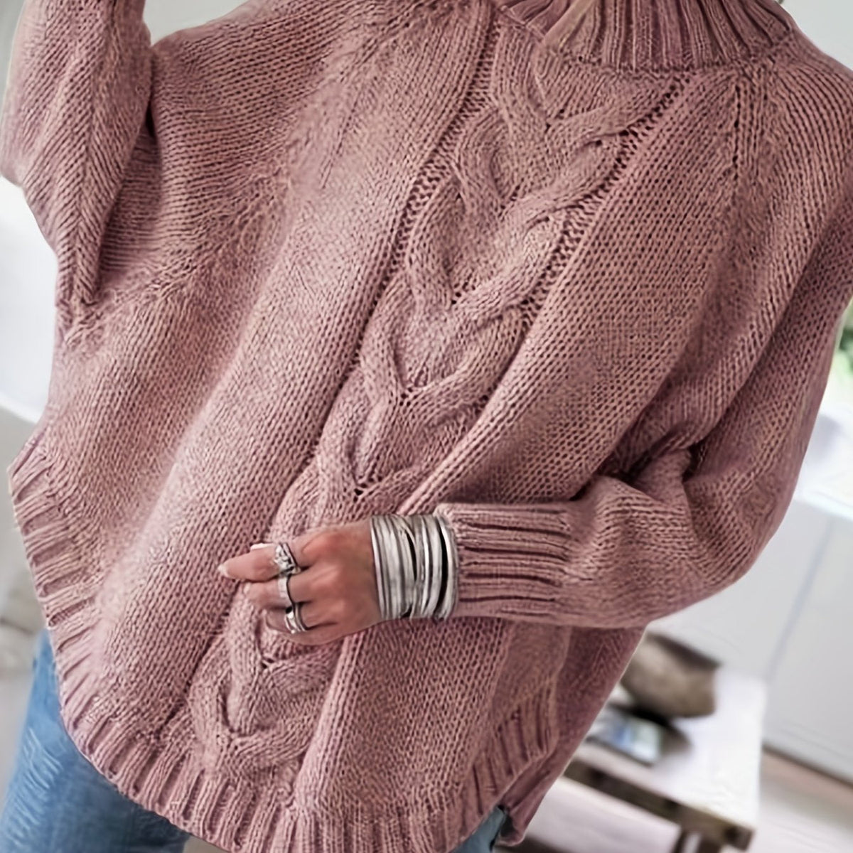 Women's Ribbed Pullover with Flared Hem