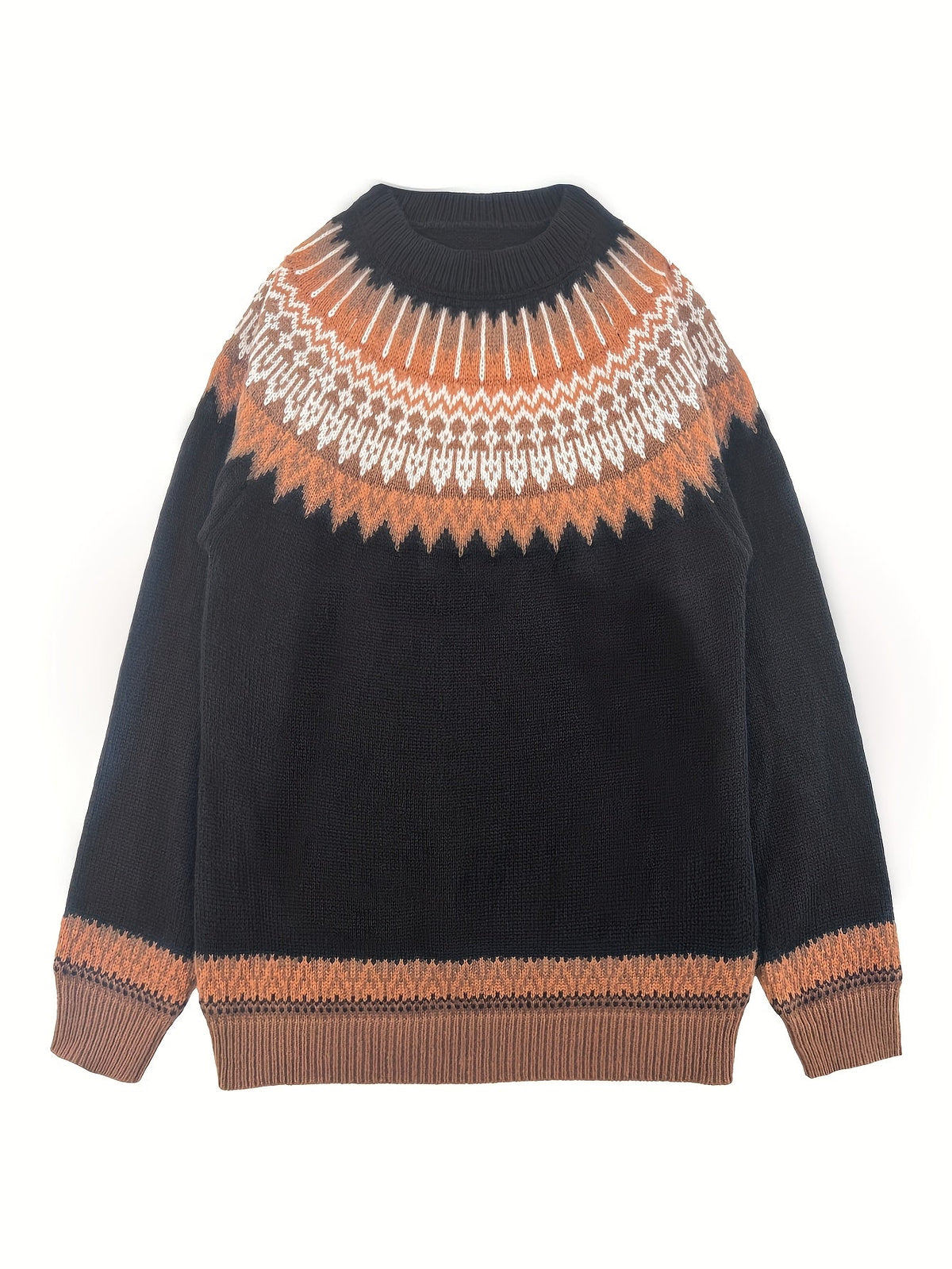 Sylvia | Cozy Chunky Jacquard Round Neck Knit Sweater