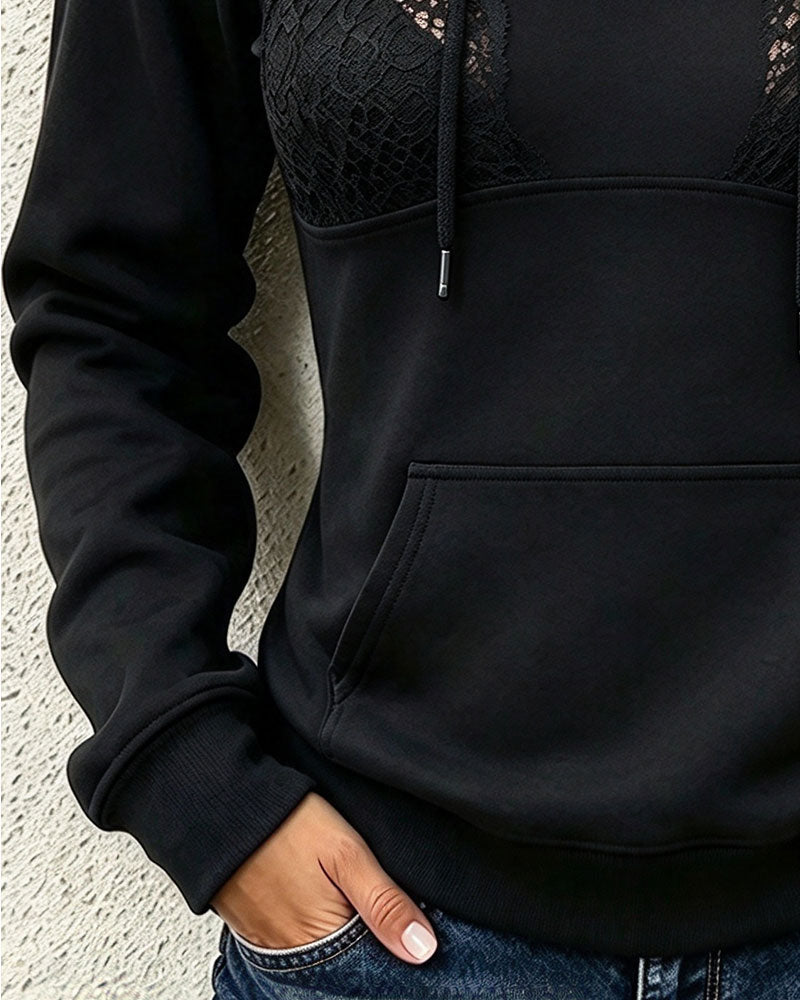 Half-Zip Hooded Sweatshirt with Drawstring