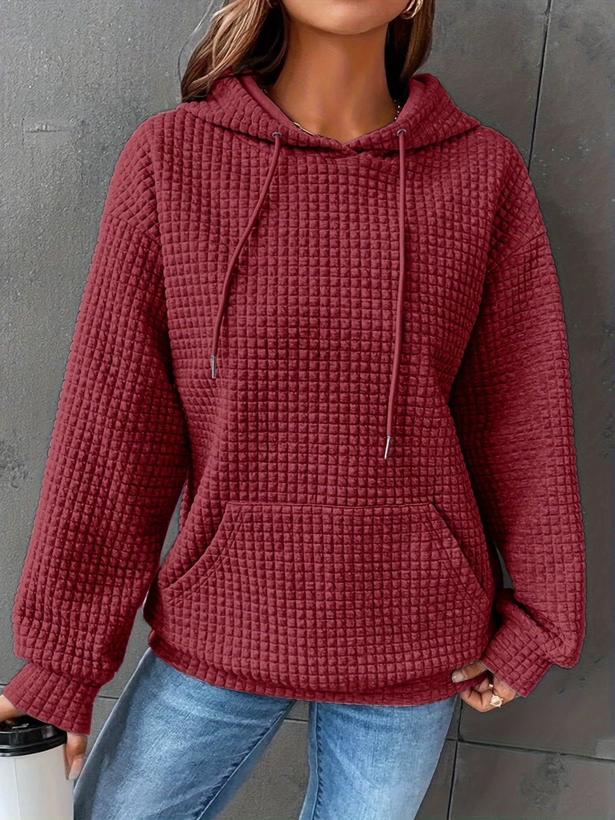 Women's Hooded Sweatshirt | Cozy Waffle Texture