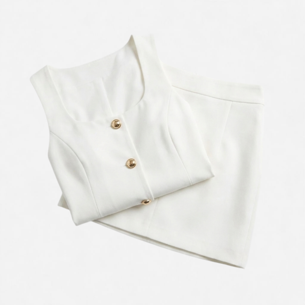 OLDMONEYLOOK | Women’s Refined Vest Skirt Set
