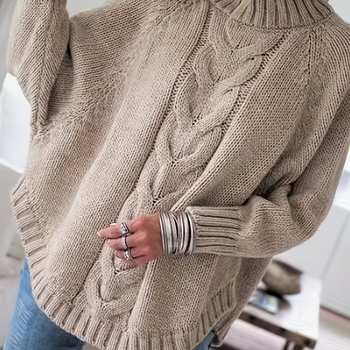 Women's Ribbed Pullover with Flared Hem