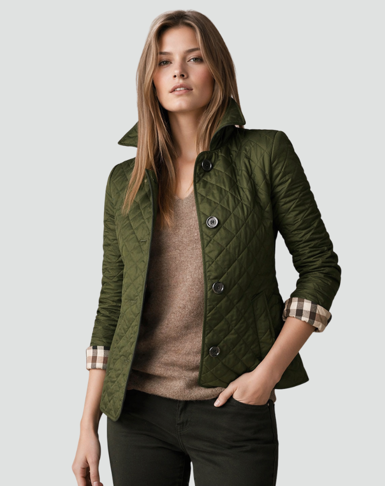 Ladies' Mid-Season Jacket Regular Fit Quilted with Collar and Buttons