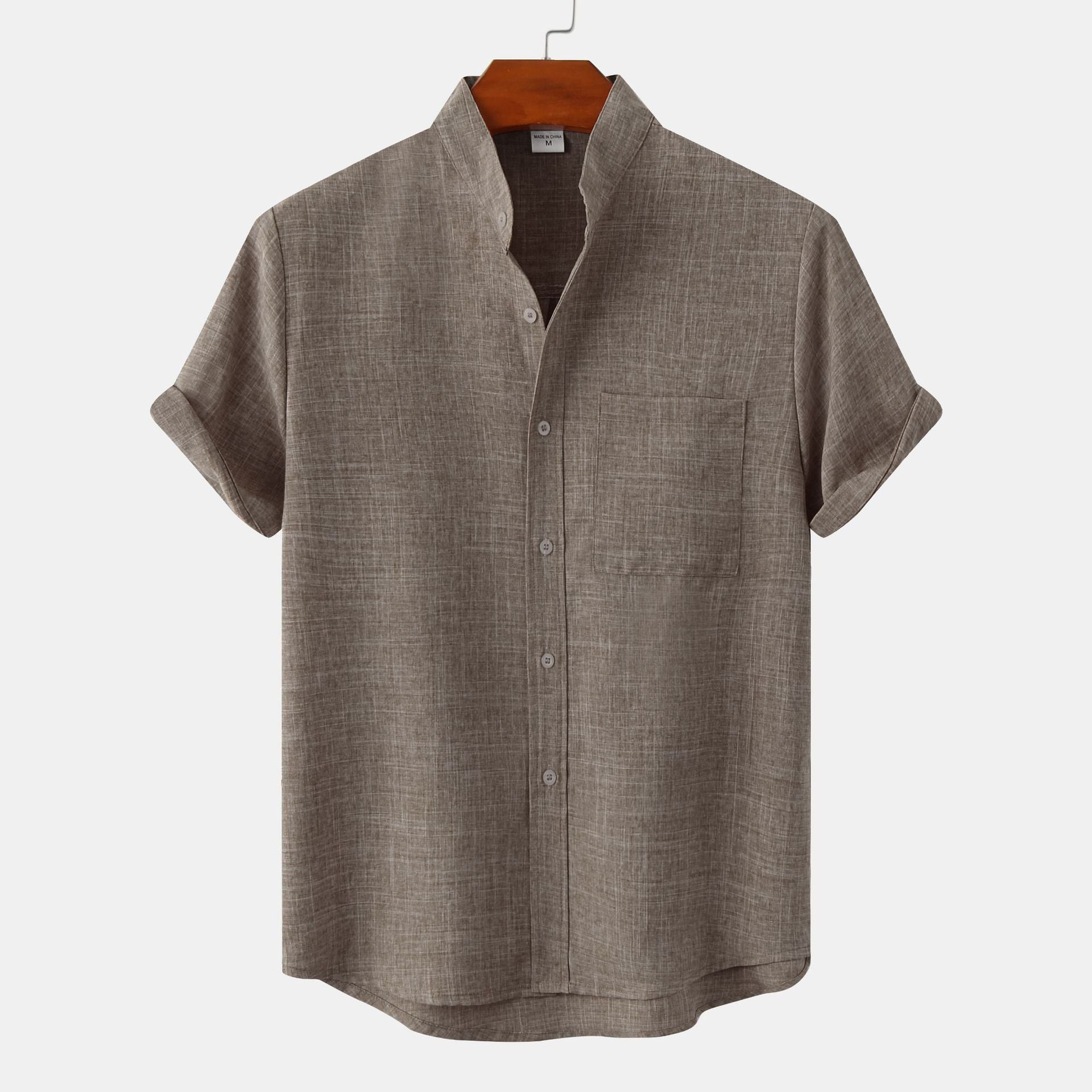 Solid Colour Cotton Button-Up
