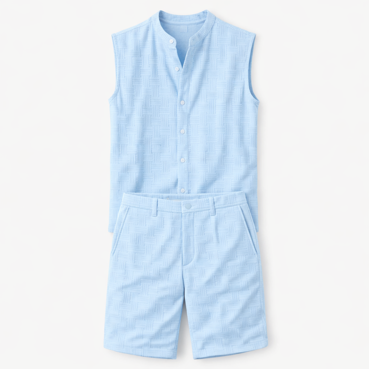 The Ironbridge Men’s Summer Sleeveless Button-Up Shirt & Shorts Set