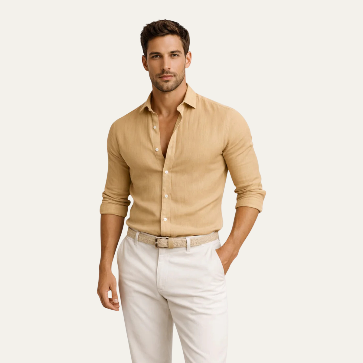 The Prescott Men’s Linen Cotton Blend Dress Shirt