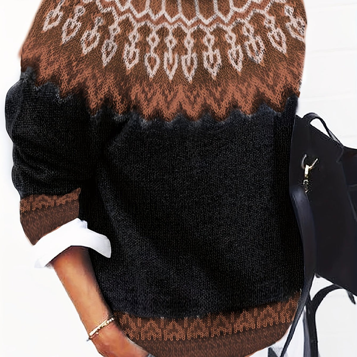 Sylvia | Cozy Chunky Jacquard Round Neck Knit Sweater