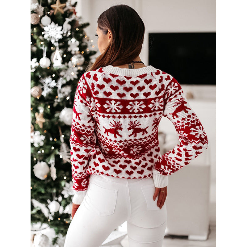 Karin | Women's Soft Jacquard Christmas Sweater with Reindeer and Snowflake Design