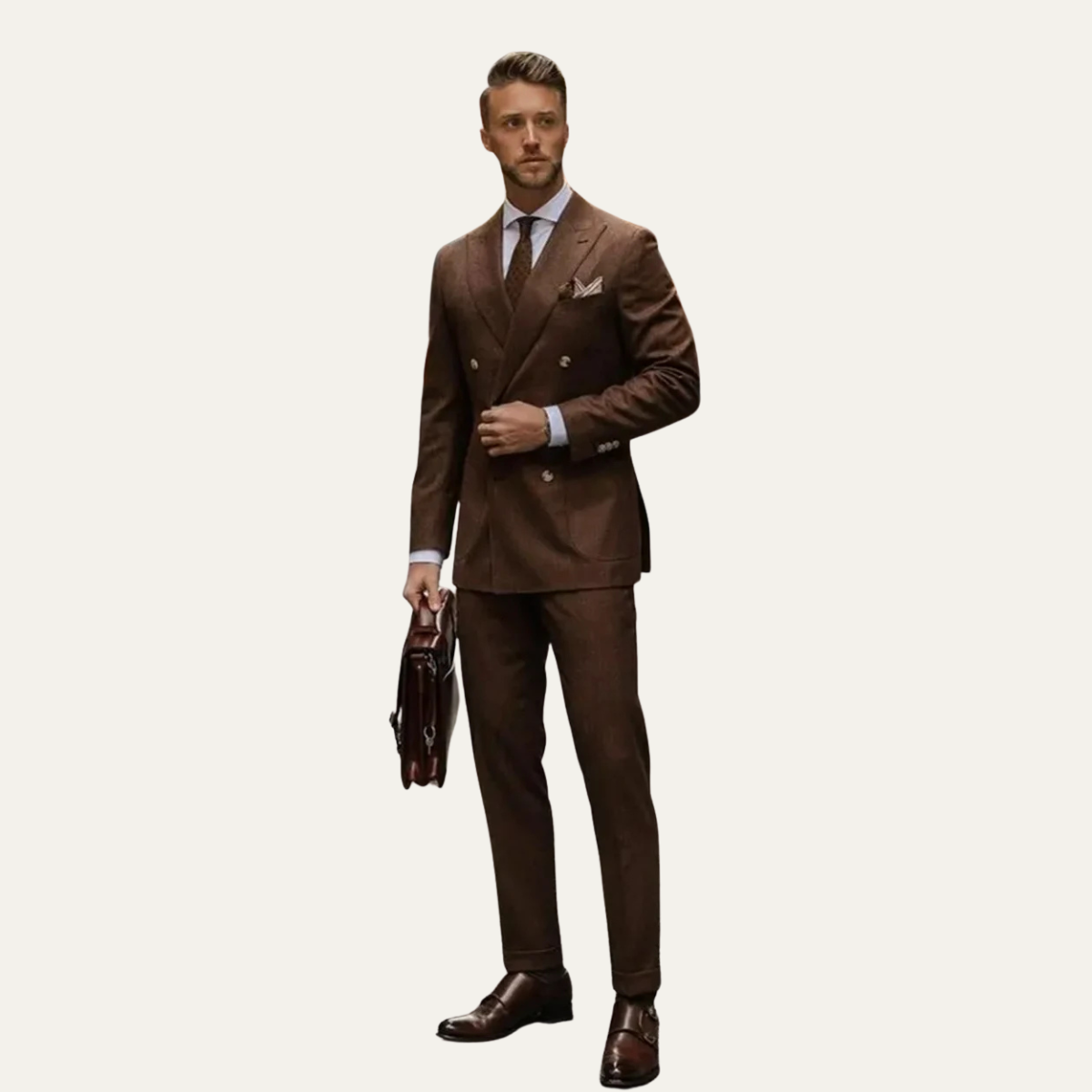 The Lampedusa Men's 2 Piece Tailored Business Suit - Brown