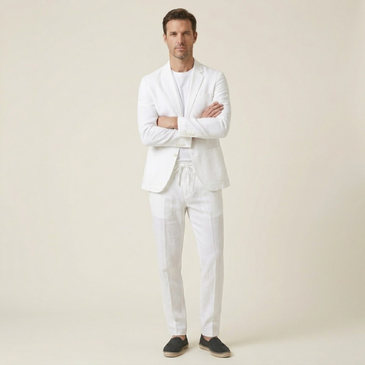 The Vipiteno Men’s Cotton Linen Two Piece Suit Set – Casual Blazer and Pants