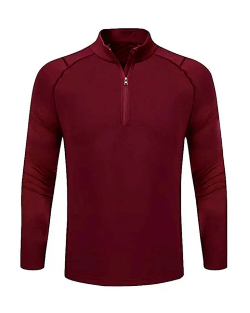 Zippered Stand Collar Raglan Sleeve Top
