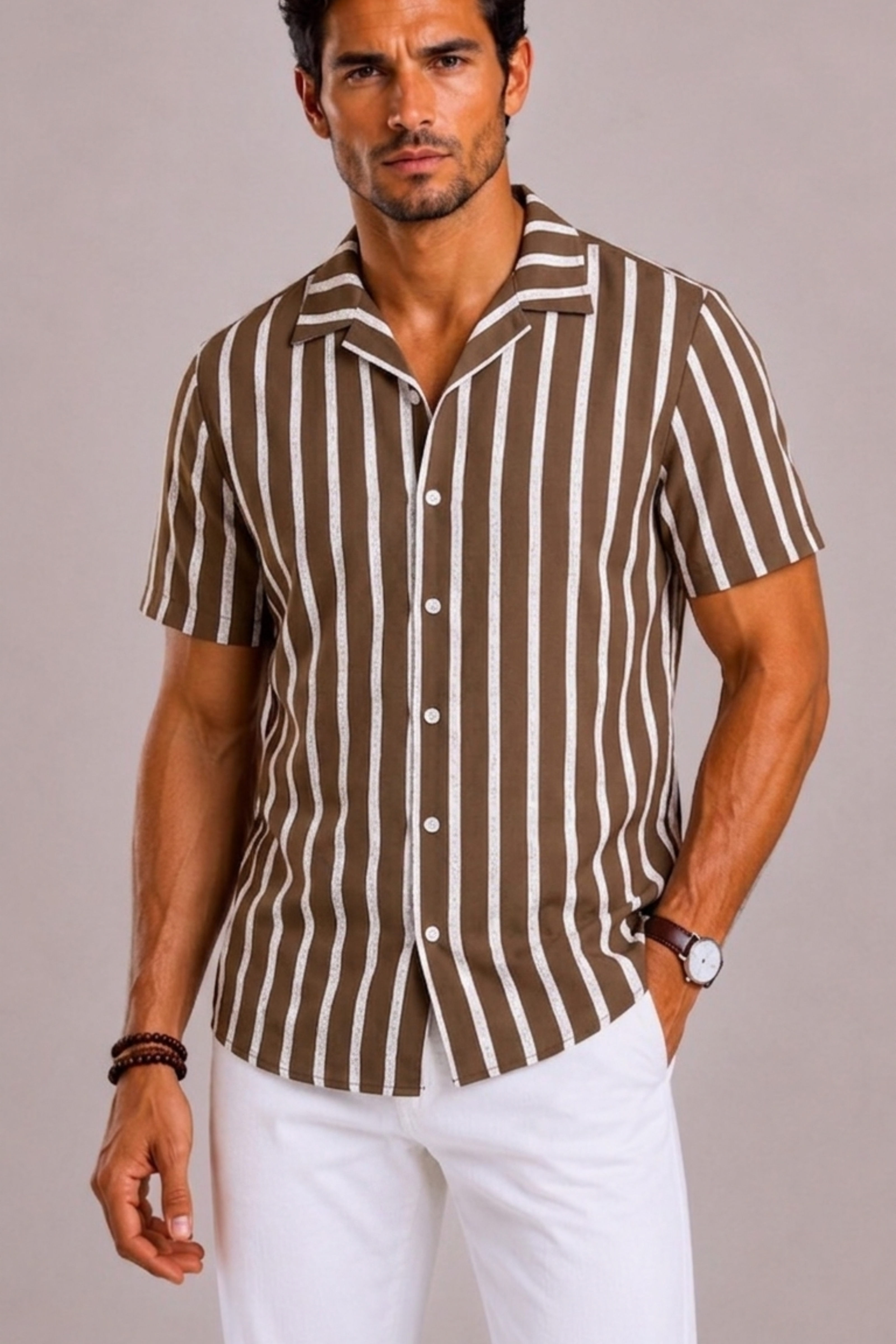 Men's Striped Short-Sleeve Shirt