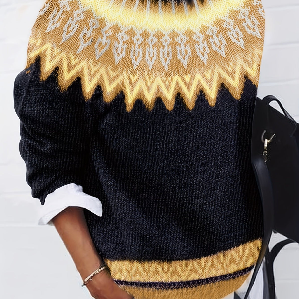 Sylvia | Cozy Chunky Jacquard Round Neck Knit Sweater