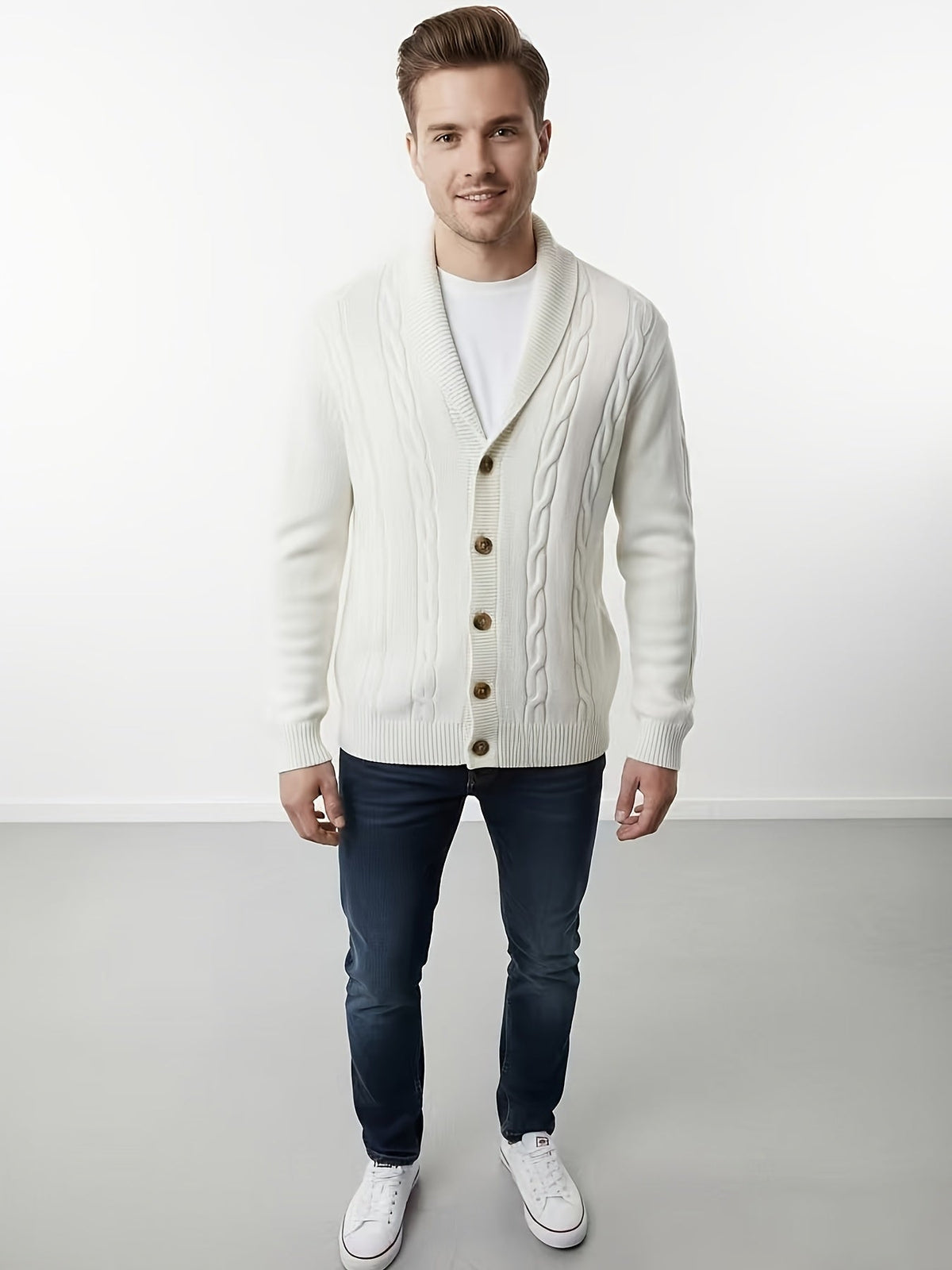 Donovan | Button-Up Cable Knit Cardigan
