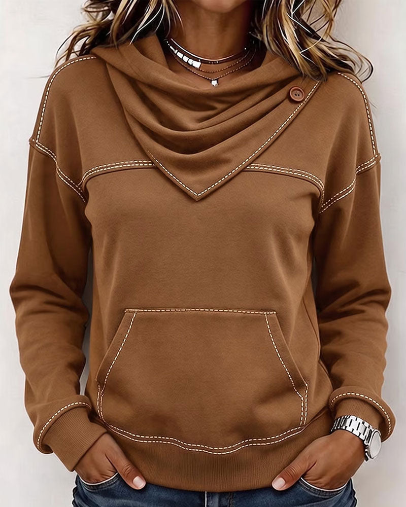 Layered Collar Pocket Detail Sweatshirt