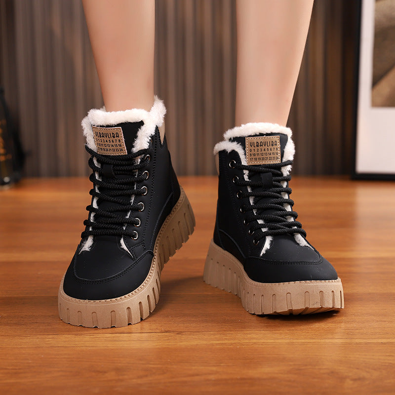 Anna | Women's Lace-Up Ankle Boots with Fleece Lining – Flat Winter Footwear in Two Colors