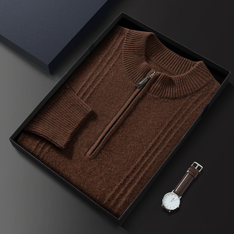 Wool Ribbed Half-Zip