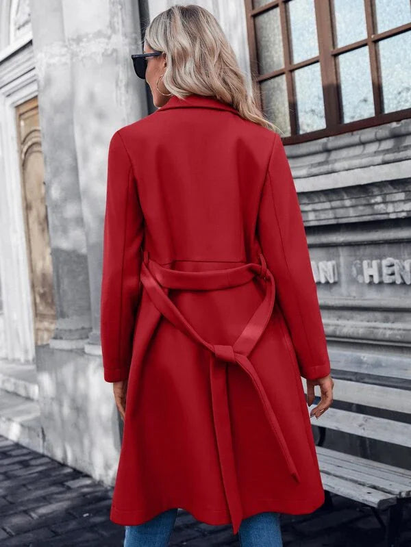 Ladies' Regular Fit Padded A-Line Coat with Double Buttons