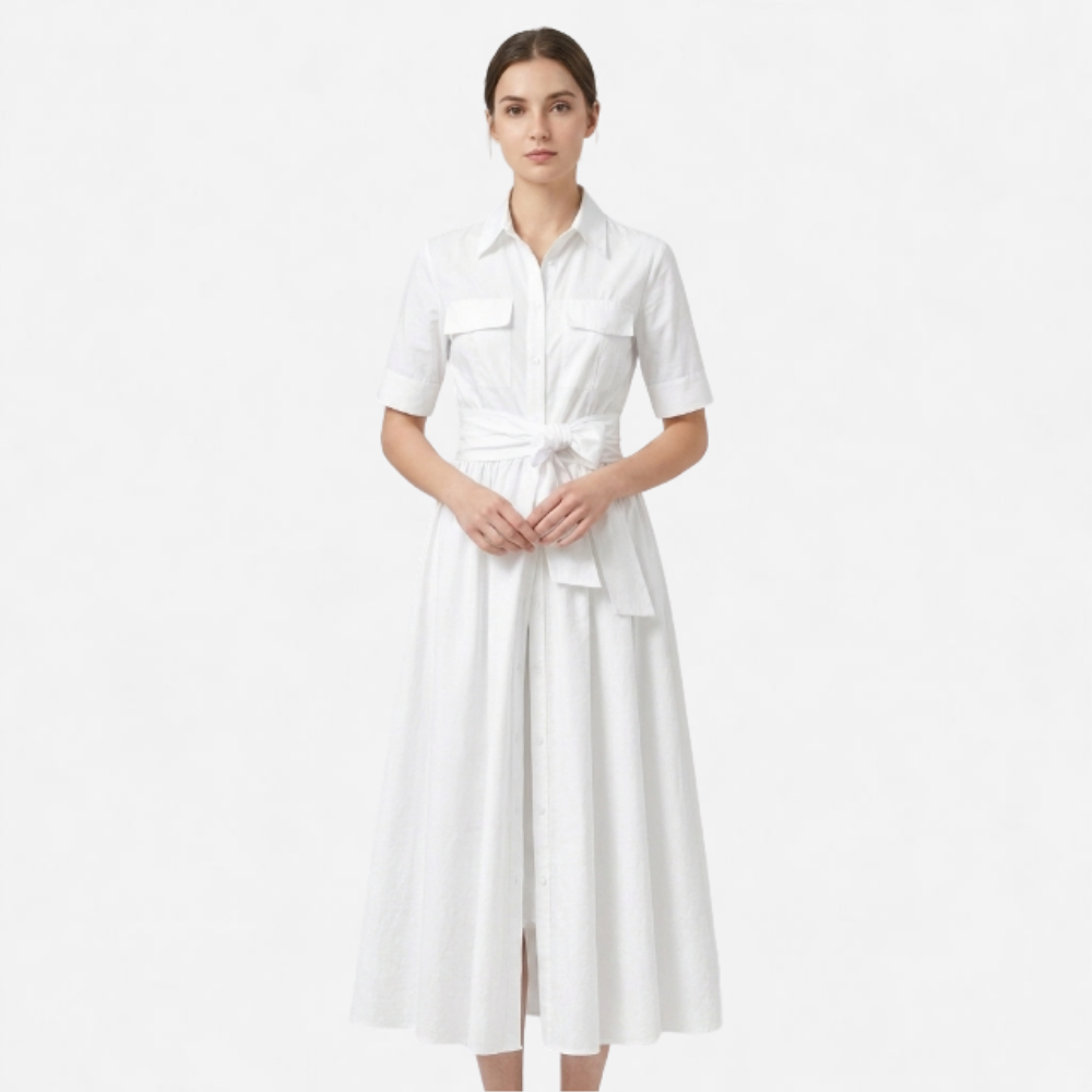 OLDMONEYLOOK | Women’s Refined Button-Up Midi Dress
