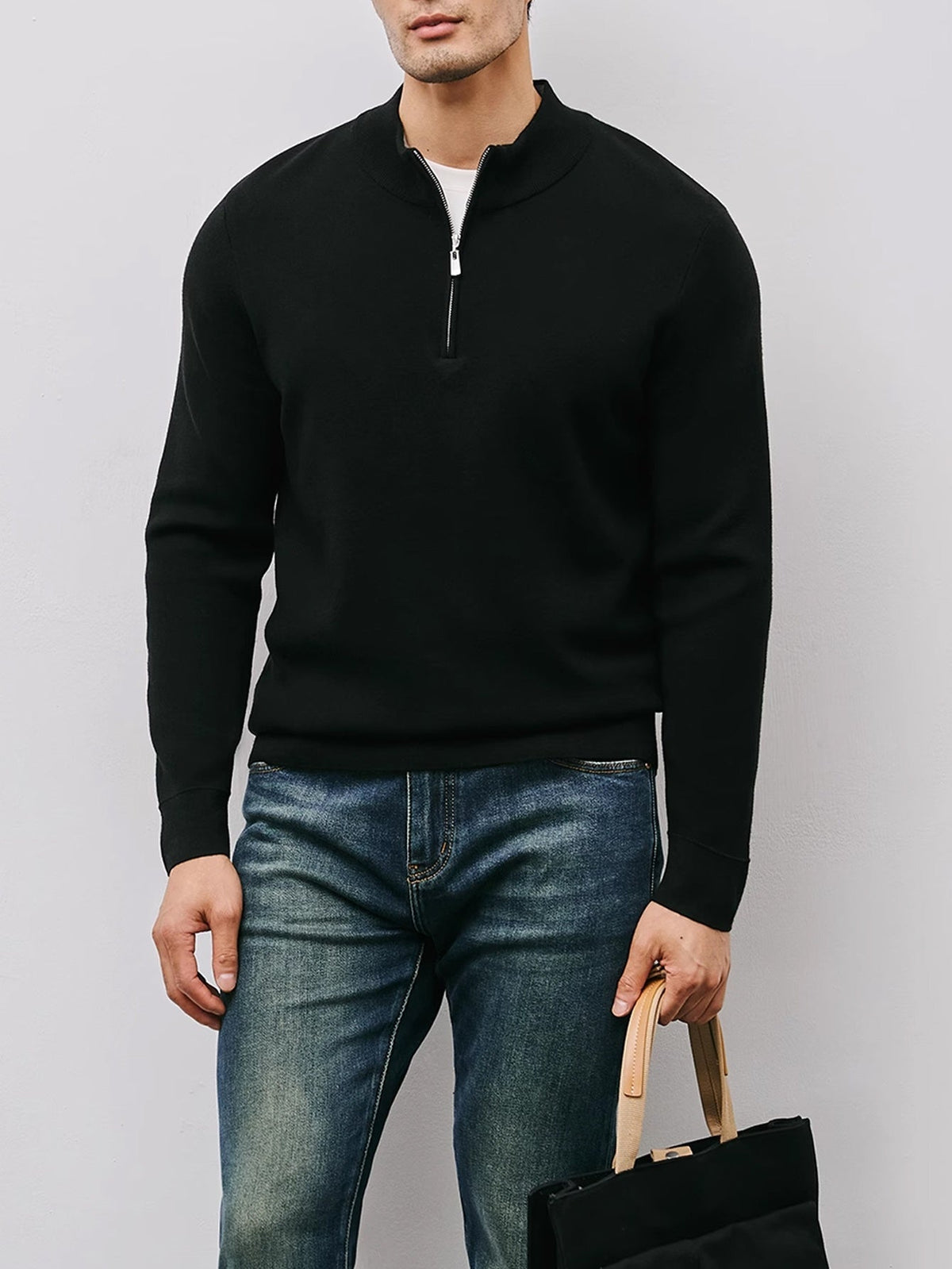 Silas | Elegant Half-Zip Knit Sweater