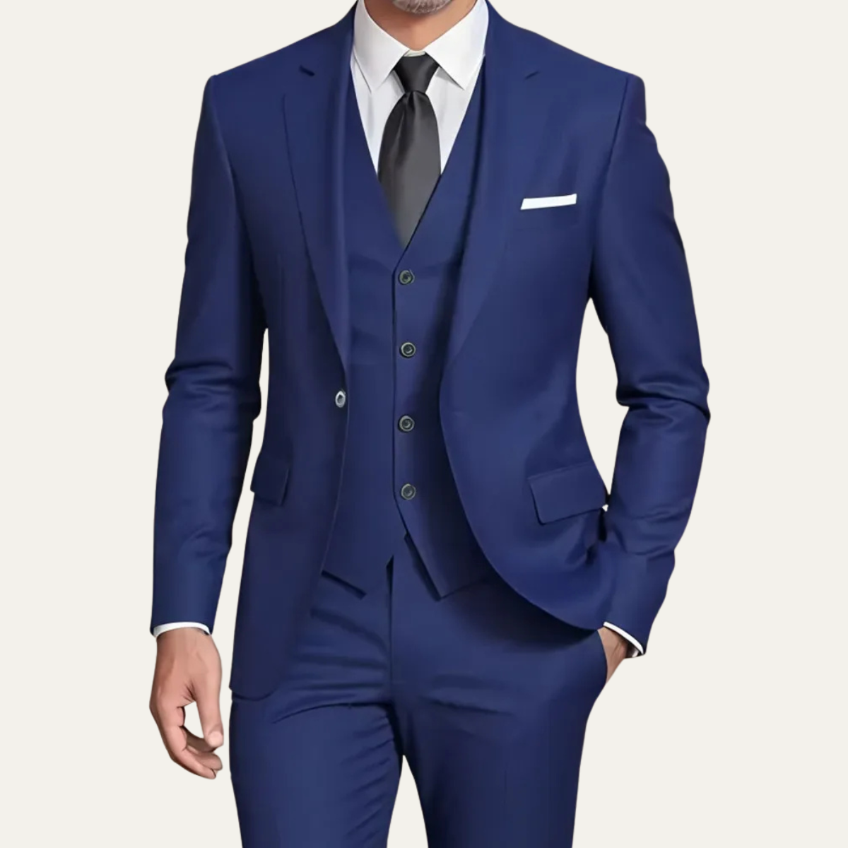 The Highgate Men’s Beige 3 Piece Slim Fit Formal Suit – Blazer, Waistcoat & Trousers