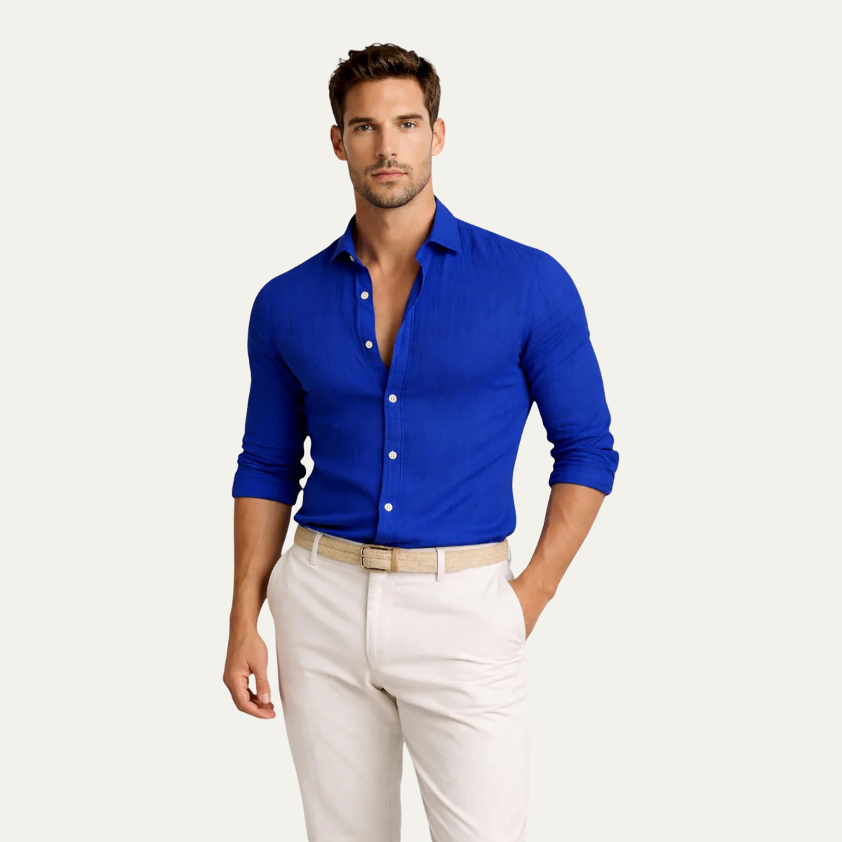 The Prescott Men’s Linen Cotton Blend Dress Shirt