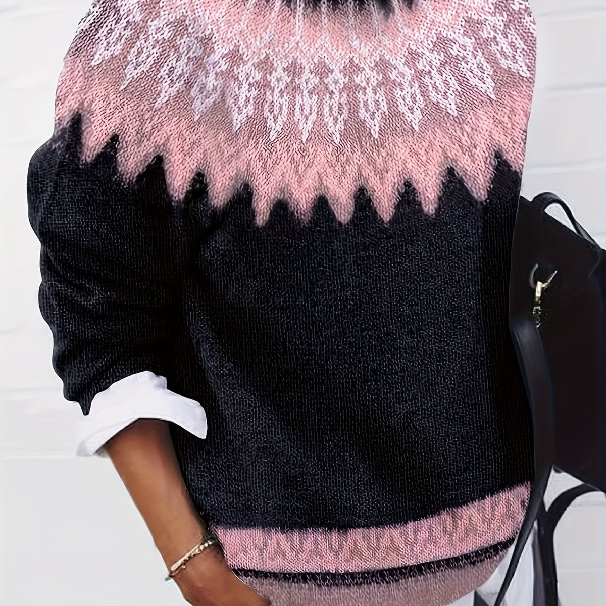 Sylvia | Cozy Chunky Jacquard Round Neck Knit Sweater