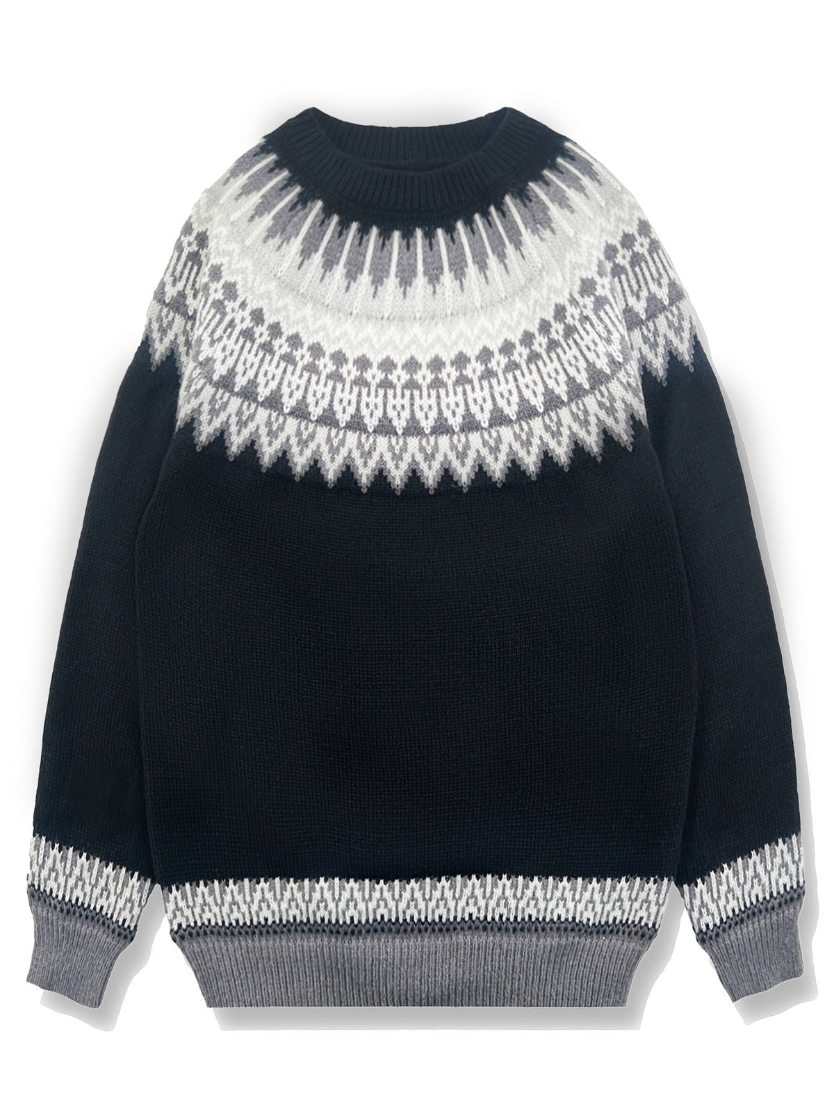 Sylvia | Cozy Chunky Jacquard Round Neck Knit Sweater