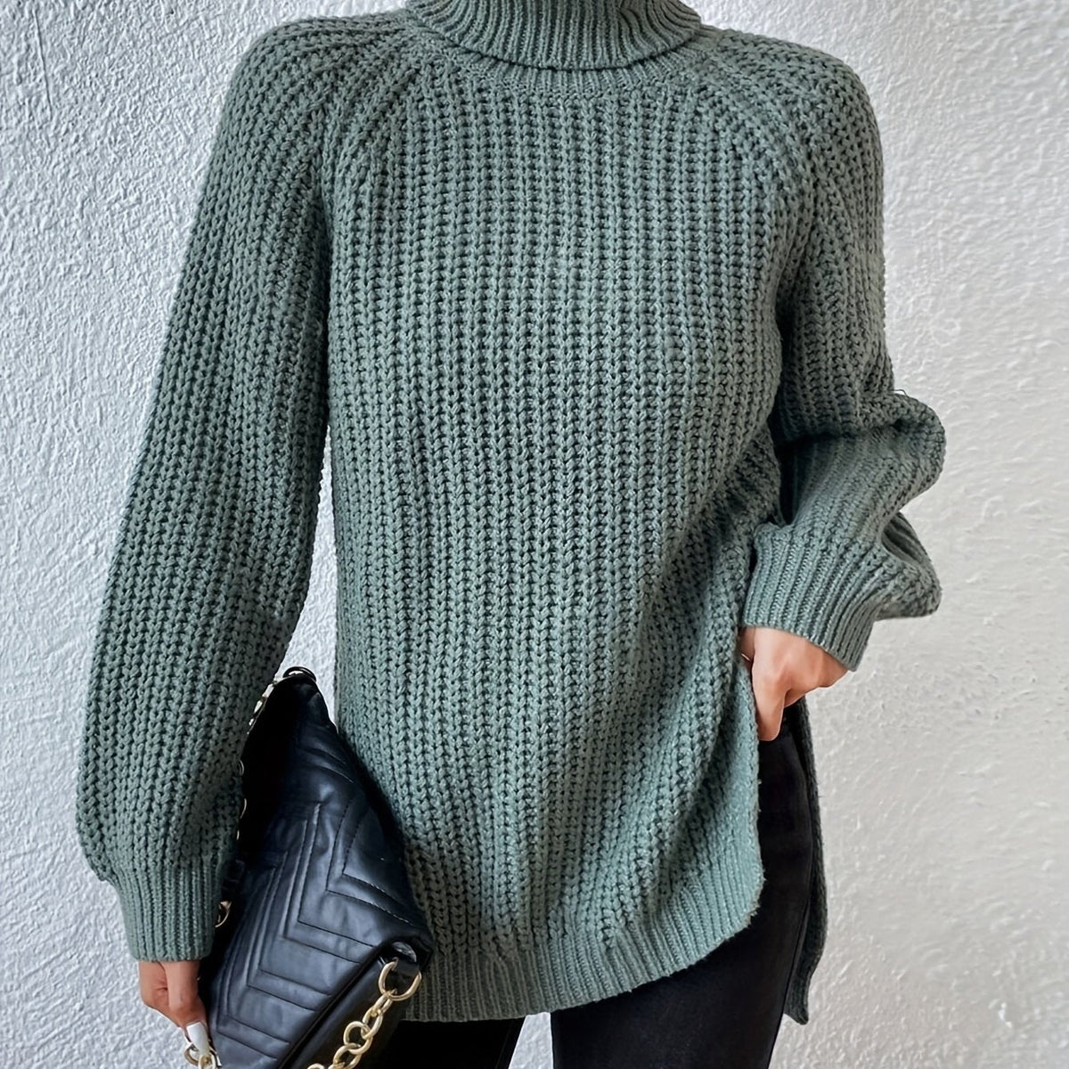 Women's Tailored Sweatshirt with High Collar