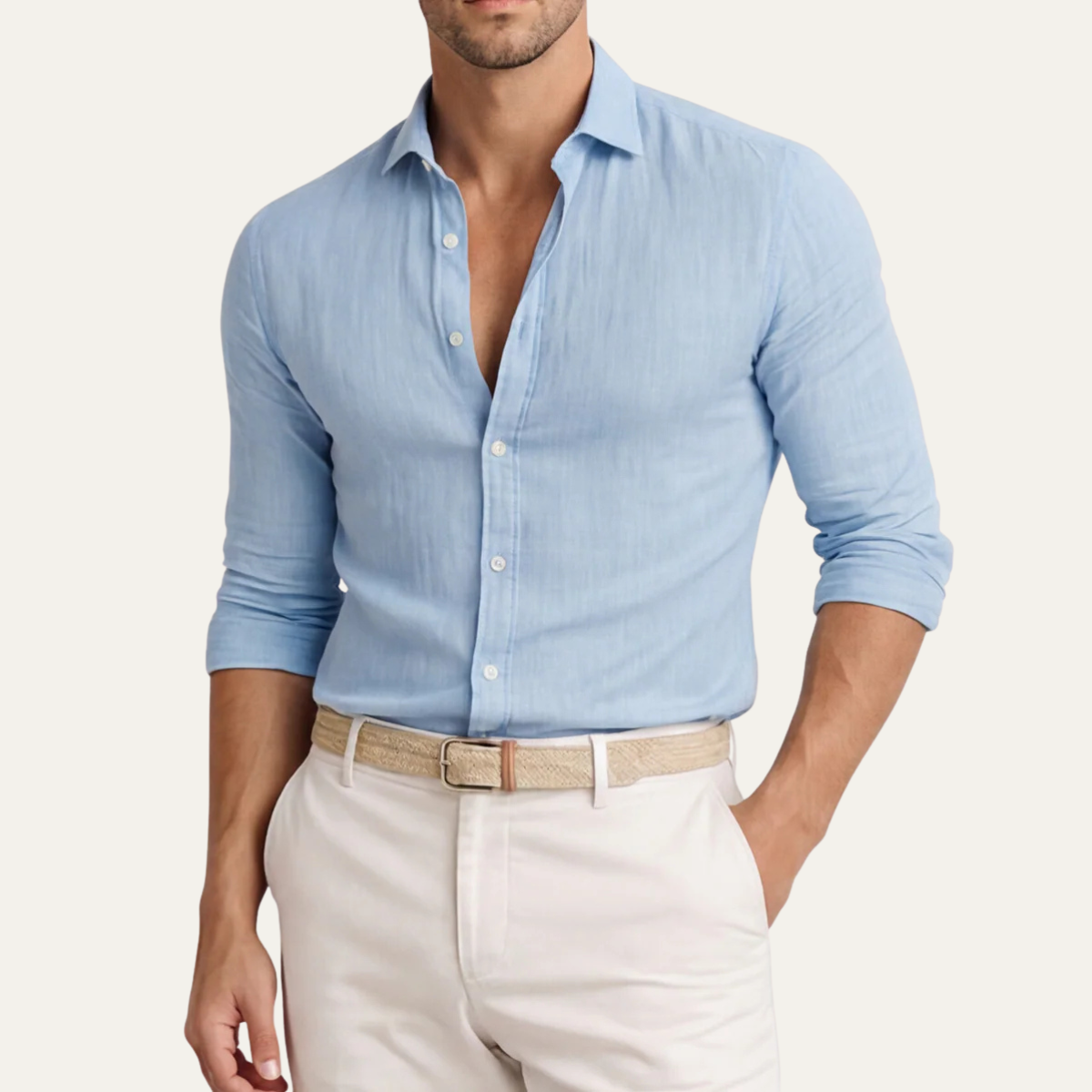 The Prescott Men’s Linen Cotton Blend Dress Shirt