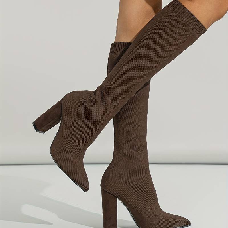 Knee-High Sock Fit Boots for Women with Pointed Toe