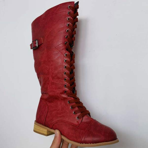 Orthopedic Insole Knee-High Lace-Up Boots