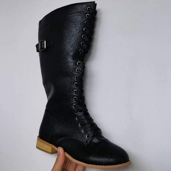 Orthopedic Insole Knee-High Lace-Up Boots
