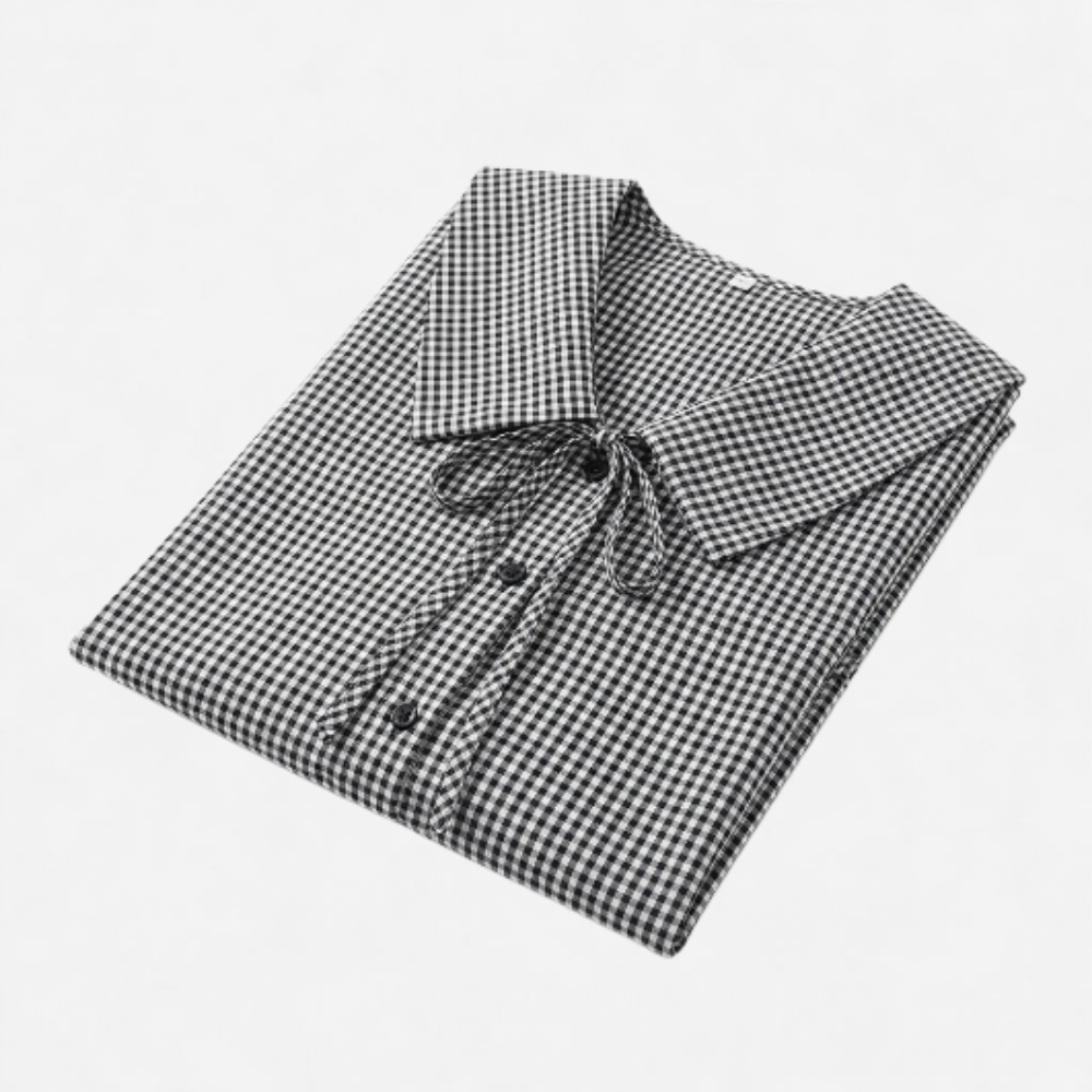 OLDMONEYLOOK | Women’s Refined Plaid Tie Neck Shirt