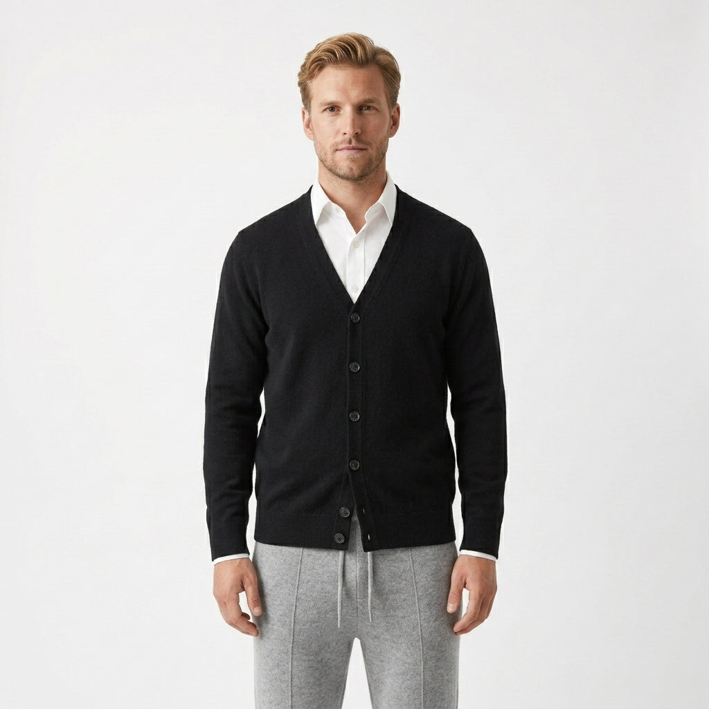HOLLANDEN | MERINO WOOL V-NECK CARDIGAN FOR MEN
