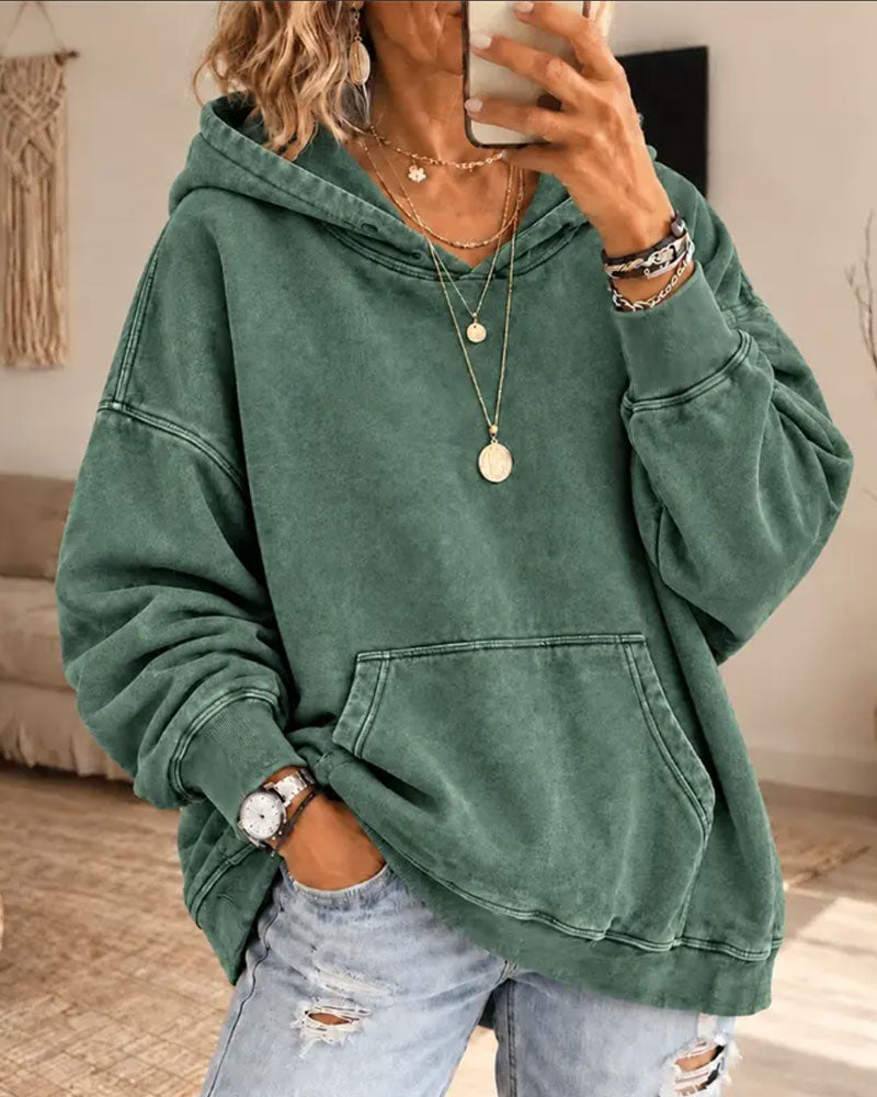 Relaxed Fit Solid Pocket Hoodies