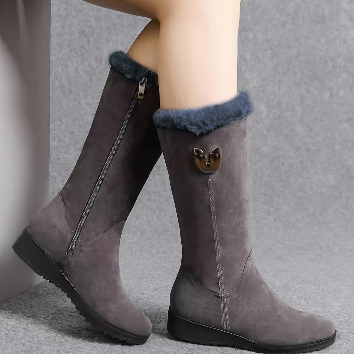 Annalise | Mid-Calf Boots with Luxurious Fur Trim