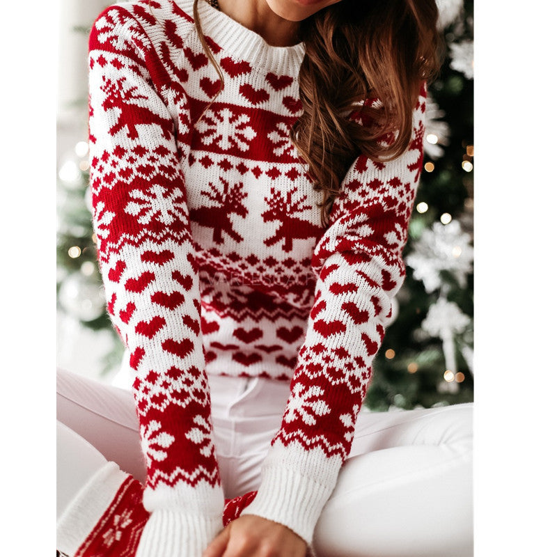 Karin | Women's Soft Jacquard Christmas Sweater with Reindeer and Snowflake Design